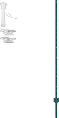 Produktbild von SucceBuy 6 Fuß 6er-Pack grüner T-Pfosten-Zaunpfosten – robust für den Außenbereich. Diese SucceBuy-Zaunpfosten sind aus 2 mm starkem Q235-Kohlenstoffstahl gefertigt