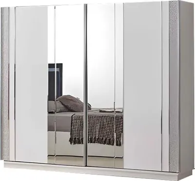 Produktbild von Holzschrank Kleiderschrank Schrank Weiß Spiegel Schlafzimmer Schränke