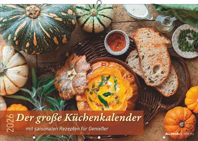 Produktbild von Alpha Edition - Der große Küchenkalender - mit saisonalen Rezepten für Genießer 2026 - Wandkalender 42×58 cm mit saisonalen Rezepten, Saisonkalender & Platz für Notizen, für Küche & Genuss