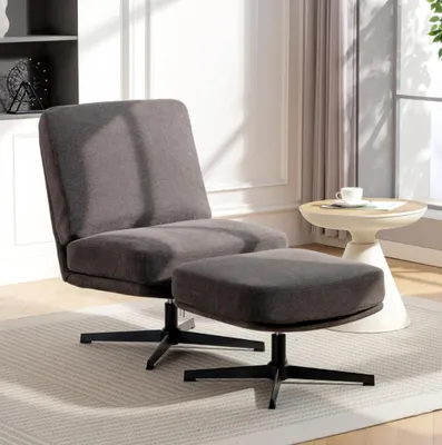 Produktbild von Sessel mit Hocker, Drehbar Loungesessel Relaxsessel für Wohnzimmer