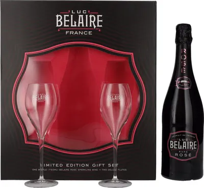 Produktbild von Luc Belaire Rare Rosé 12,5% Vol. 0,75l in Geschenkbox mit 2 Gläsern