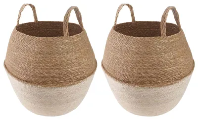 Zdjęcie produktu dla Doniczka z uchwytami 2 pcs Biały Ø 32 x 32 cm 100% Trawa morska