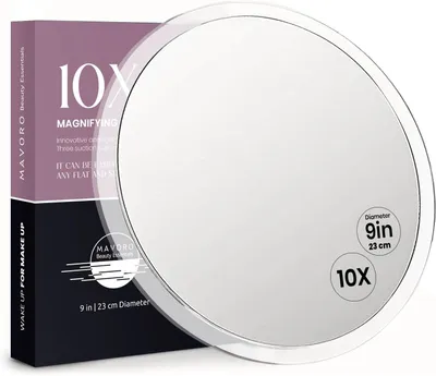 Image de Miroir grossissant avec 3 ventouses puissantes - Grossissement 10x - Miroir de maquillage et de cosmétiques portable pour voyage (10x)