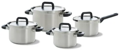 4-teiliges Kochtopf-Set, Edelstahl, Induktion, spülmaschinenfest