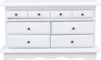 Obrázek produktu pro 1/12 Skříňka s zásuvkami pro domeček pro panenky, nádherná, elegantní dřevěná truhla pro miniaturní scény, bílá