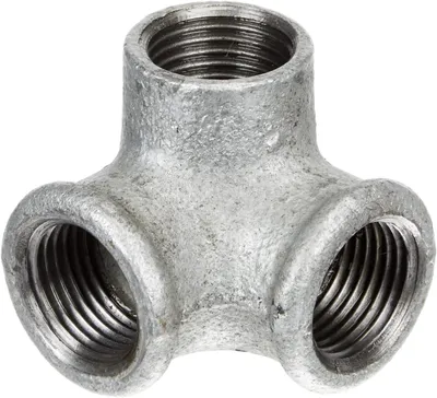 Productafbeelding van Gietijzer Kruisstuk - T-stuk Pijp - Leidingen Uitbreiden - Verzinkt Gietijzer - 1/2 inch - Zilver