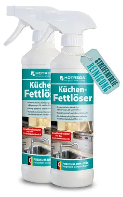 Produktbild von HOTREGA Küchen Fettlöser 500ml - Fettreiniger, Küchenreiniger, Fettentferner, Arbeitsplattenreinger, Herdreiniger