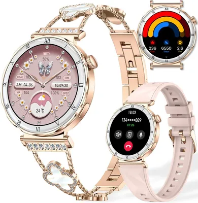 Obrázok produktu pre Inteligentné hodinky pre ženy, 1,2" AMOLED HD obrazovka, dámske inteligentné hodinky, fitness tracker s monitorom srdcového tepu/spánku, Bluetooth volanie, vodotesnosť IP67
