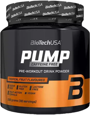 Obrázek produktu pro BioTech USA Pump Caffeine Free 330 g citrónový ledový čaj / Předtréninkové pumpy (lepší prokrvení) / Pretréninovka bez stimulantů s vysokým obsahem beta alaninu, citrulinu a argininu