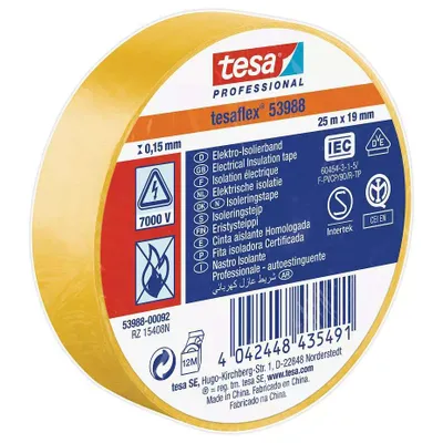 Produktbild von tesa 53988 Professional Isolierband 7000V, 25 m x 19 mm, gelb