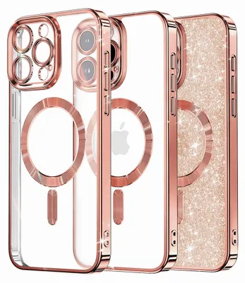 Produktbild von Techsuit Luxury Glitter Back Cover Hülle mit MagSafe für Apple iPhone 16 Pro Max - Roségold