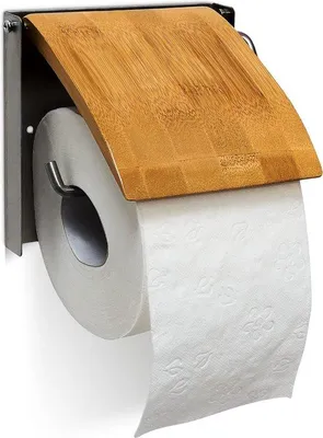 Image de Porte-rouleau de papier toilette en bambou, pour 1 rouleau, à fixation murale, 13,5 x 14,5 x 13,5 cm, couleur naturelle