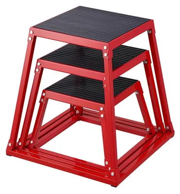 Image de Boîte de pliométrie en acier - Caisson de saut / Plateforme d'entraînement - Surface antidérapante - 3 hauteurs : 30/45/60 cm - Structure robuste en acier - Pour la salle de sport à domicile et le HIIT