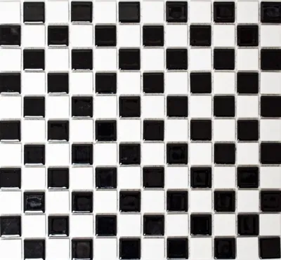 Produktbild von Mosaikfliese Keramik Schachbrett schwarz weiß glänzend Fliesenspiegel MOS18-0306_f