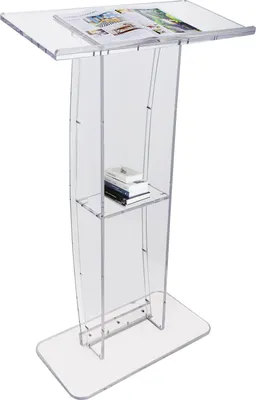 Immagine prodotto di Podio in acrilico, alto 47", supporto per podio in acrilico trasparente con ampia superficie di lettura e ripiano, pulpiti in acrilico trasparente da pavimento per chiesa, ufficio, scuola