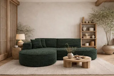 Obrázek produktu pro Kaiser Möbel Rohová pohovka ve tvaru L, manšestr Velo, zelená, levostranná, Modena Studio