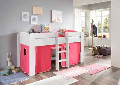 Produktbild von Relita Halbhochbett ANDI Liegefläche 90 x 20 cm Nachbildung natur inkl. Vorhang; BH1684117+TX5002022