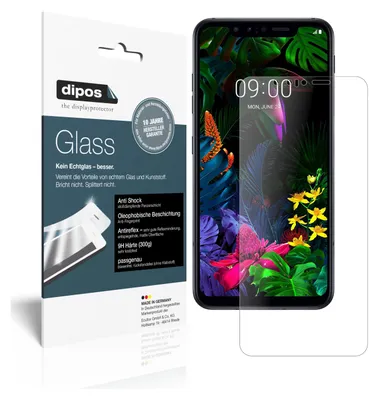 A product package for a screen protector is shown next to a smartphone with the screen protector applied.