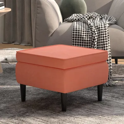 Immagine prodotto di Sgabello con gambe in legno in velluto rosa , Sgabello Design 2024