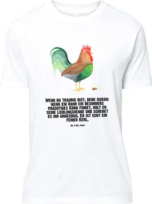 Produktbild von Mr. & Mrs. Panda Größe L T-Shirt Hahn Korn - Weiß - Geschenk, Shirt, Eier, Henne, Bauernhof, Natur, mit Spruch, Tshirt