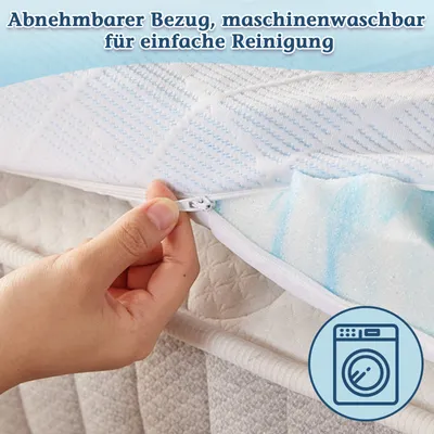 Produktbild von Matratzentopper 5-Zonen Gel-Memory-Foam, 180x200 cm, 7,5 cm hoch, atmungsaktiv, hochdicht, mit abnehmbarem, weichem Bezug und rutschfester Unterseite