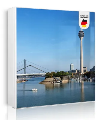 Produktbild von banjado Schlüsselkasten aus Metall, 30x30cm groß mit 32 Haken, als Magnettafel nutzbar, Korpus weiß, Anschlag links, Düsseldorf [SKGW2 10195]