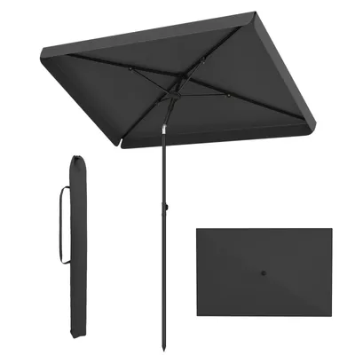 Image de Parasol de balcon COSTWAY 210 x 130 cm, parasol de balcon rectangulaire, inclinable de 30° des deux côtés, parasol de jardin avec sac de transport, parasol de terrasse pour la protection solaire