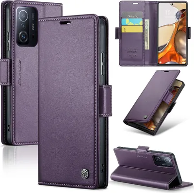 Obrázek produktu pro Xiaomi 11T Pro Case, Leather Wallet Card Case Protective Cover with Stand Function pro Xiaomi 11T / 11T Pro Purple
