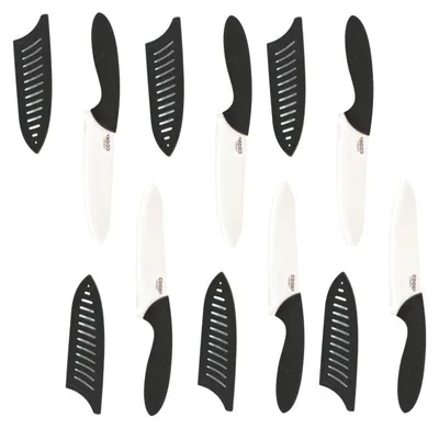 Image de Lot de 6 couteaux en céramique Lame 12,5 cm - L 23 cm - Noir