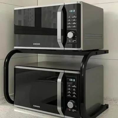 Immagine prodotto di Scaffale da cucina in metallo nero a 2 ripiani, 55x35x35