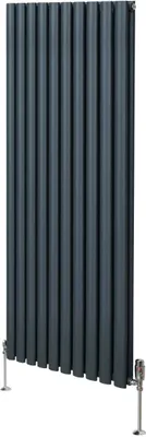Produktbild von Oval Röhrenheizkörper & Chrom Thermostatventile – 1600mm x 600mm - Anthrazitgrau