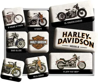Obrázok produktu pre Nostalgic-Art - 9 ks. Magnetická sada - Harley-Davidson - Tabuľka modelov