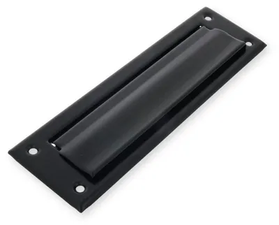 Productafbeelding van Amig - Postvaksluis zwart, model 1 - Klep voor wanden of deuren - Brievenbus met stalen deksel - 254 x 78 mm - Sleufmaat: 198 x 48 mm - Mat zwart - Postvaksluis