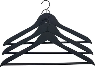 Produktbild von TrendLine Kleiderbügel mit Steg 3er Pack Holz schwarz