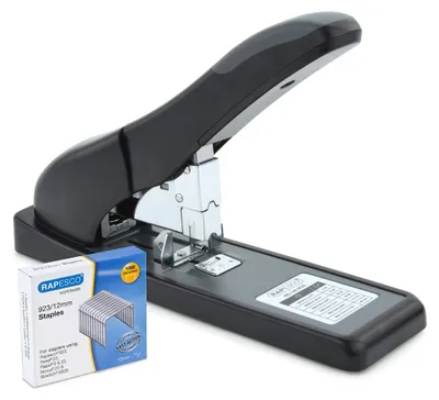 Produktbild von Rapesco 1550, 140 Blätter, Schwarz, Standard-Clinch, Kunststoff, Stahl, Oben, Parallel