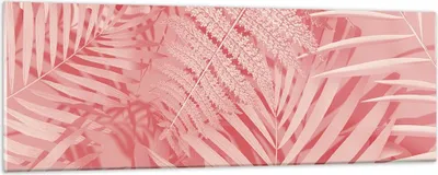 Produktbild von Bilder auf glas - Einteilig - Rosa Blätter Palmen - 90x30cm - Glasbilder - Wandbilder - Bilder - zum Aufhängen bereit - Wanddekoration aus Glas - Glas Bilder - Wandbild auf Glas - GAB90x30-4745