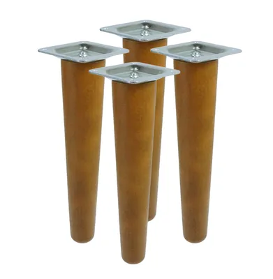 Produktbild von Gerades Buchenbein UNIQ 20 cm mit Montageplatte Walnussfarbe 4 Stück