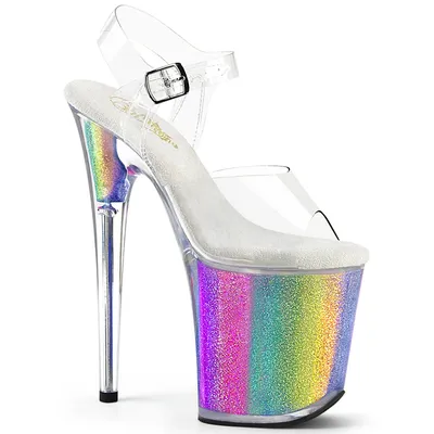 Produktbild von FLAMINGO-808RG-01 Pleaser Damen High Heels Plateausandaletten regenbogen Glitter