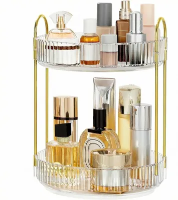 Produktbild von Solidchoice – Drehbarer Kosmetik-Organizer – Kosmetikbox mit 2 Ebenen, transparent