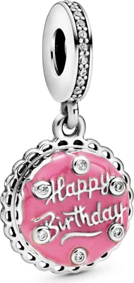 Productafbeelding van Pandora People Charme, verjaardagstaart, roze, zilver 925, heldere zirkonia, roze emaille