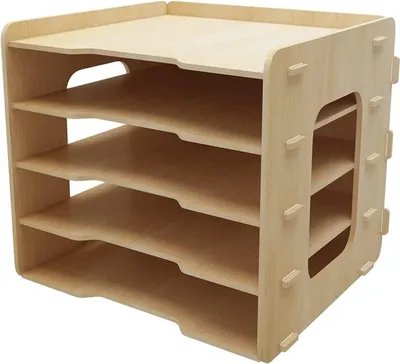 Produktbild von Holz Schreibtisch-Organizer mit 5 Ebenen für A4-Dokumente - Aufbewahrungsständer für Büro und Zuhause