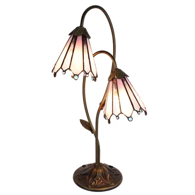 Immagine prodotto di Clayre & Eef Lampada da tavolo Tiffany 61 cm Marrone Rosa Poliresina