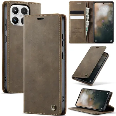 Produktbild von Handyhülle für Xiaomi 17 Hülle Leder mit RFID Schutzhülle Klapphülle Magnet Kartenfach Standfunktion Braun