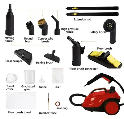 Image de Nettoyeur vapeur, stérilisation à haute température, nettoyage polyvalent, rouge, 220 V, UE