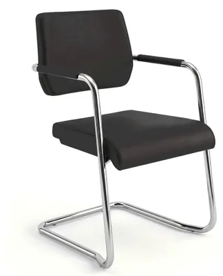 Produktbild von VERSEE V1207 Konferenzstuhl Schwarz aus Leder – ergonomischer Besucherstuhl, komfortabler Wartezimmer- & Besprechungsstuhl, bis 150 kg belastbar