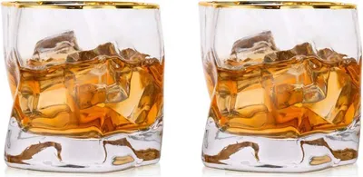 Image de Verres à Whisky Set de 2 verres à rhum noble Tumbler sans pied Hommes Scotch Bourbon Gin Cocktail