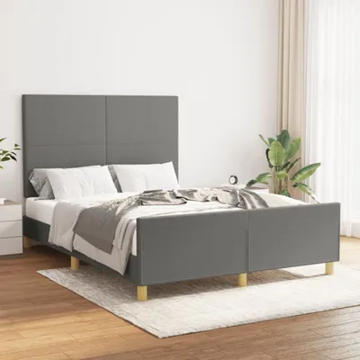 Produktbild von The Living Store Bettgestell mit Kopfteil Dunkelgrau 140x200 cm Stoff