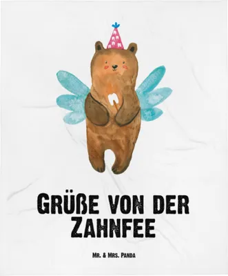 Produktbild von Mr. & Mrs. Panda Erstlingsdecke Bär Zahnfee - Weiß - Geschenk, Erster Zahn, Babydecke, Teddy, Schlummerdecke, Plaid, Milchzahn, Fleecedecke, Kinderdecke, Schmusedecke