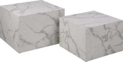 Produktbild von Dice Couchtisch Marmor 2 Stück Nachbildung weiss.