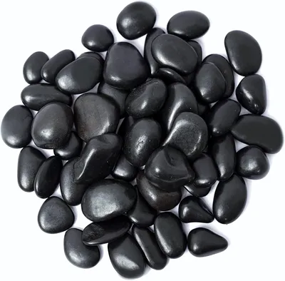Image de TRANKIELO® - 1 kg de galets noirs polis - pierres de rivière naturelles pour la décoration d'aquariums et de jardins